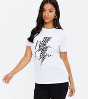 New Look Petite White Zebra Print Lightning Bolt Logo T-Shirt